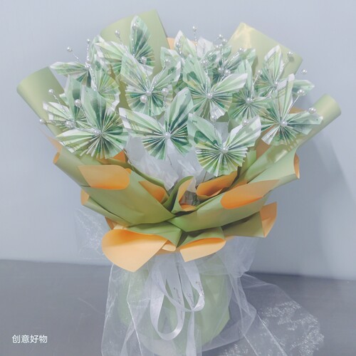 灵动蝴蝶有钱花diy花束包装半成