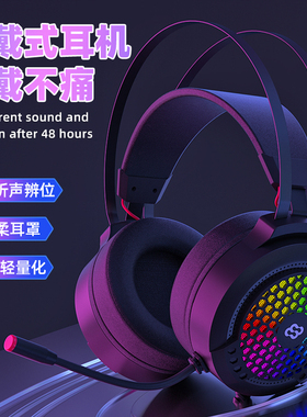 沃耳E21电脑头戴式耳机单孔3.5mm有线游戏听声辨位电竞耳麦轻量化