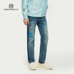 PP PIERRE PIERUCCIPP意大利轻奢男装2026春季新款修身水洗牛仔裤