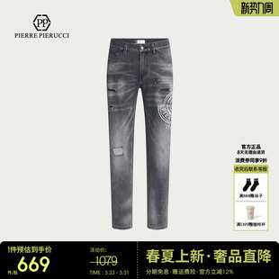 25款 PIERUCCIPP意大利男装 夏季 节新款 潮 破洞水洗牛仔裤 PIERRE