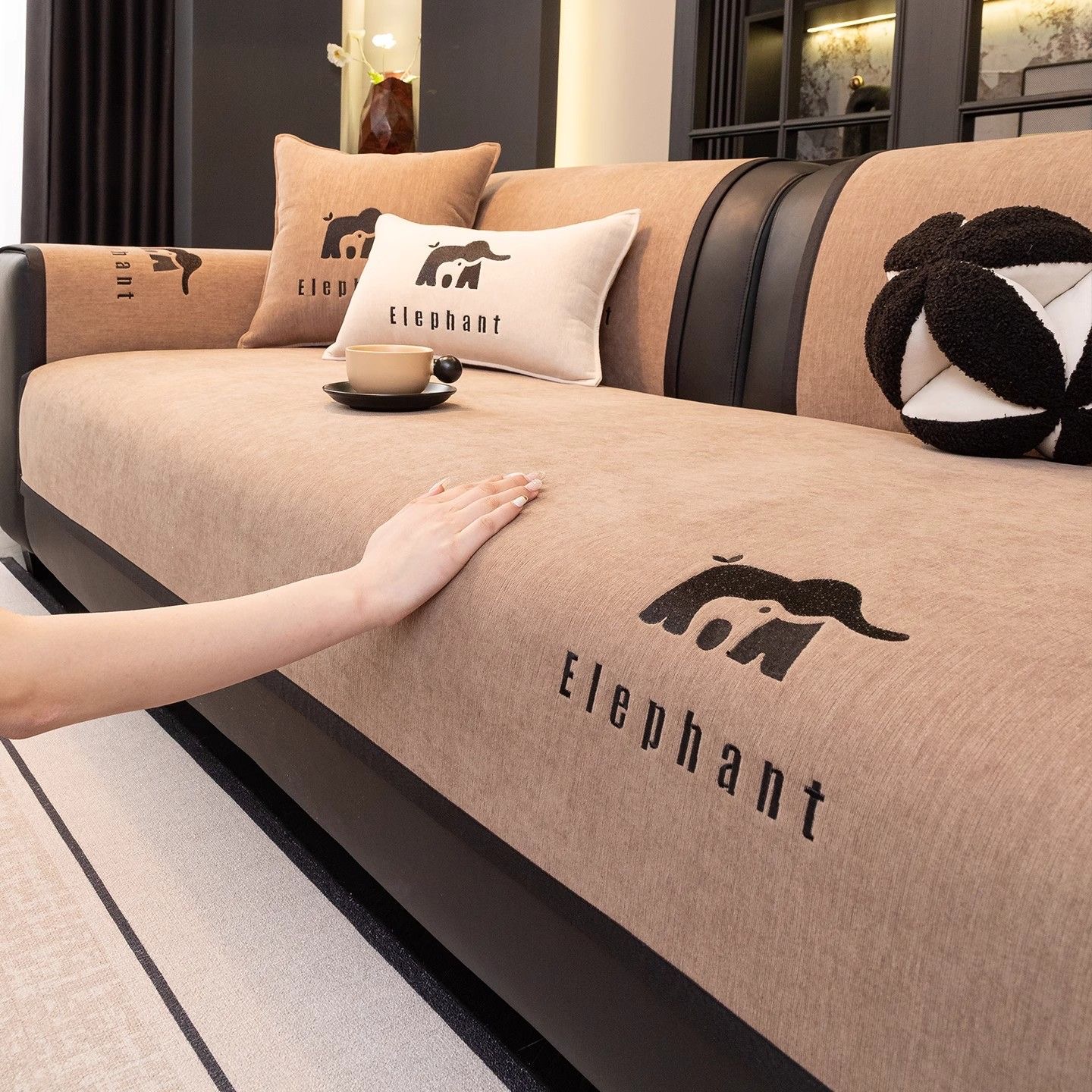 雪尼尔沙发垫2025新款四季通用防滑刺绣盖布高级感坐垫子简约套罩