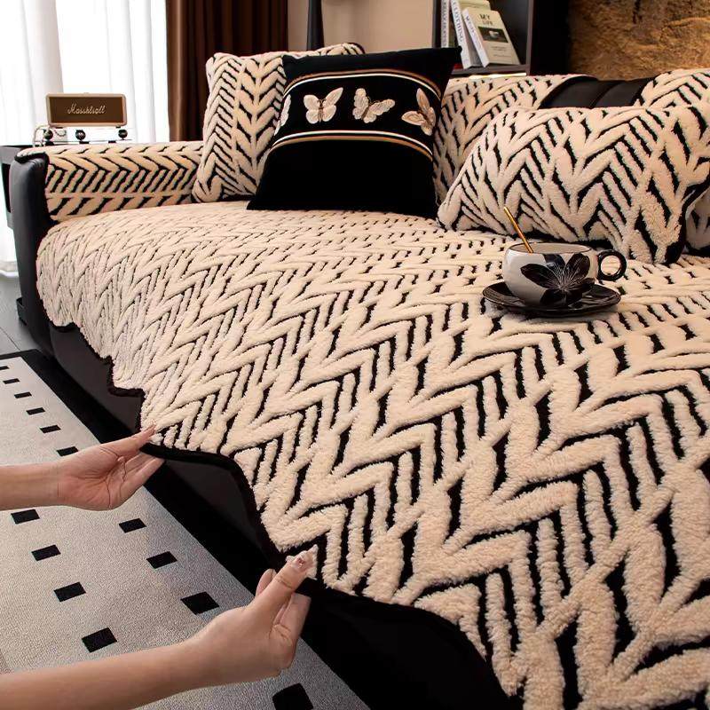 舒棉绒加厚皮沙发垫2025新款秋冬季专用直排沙发坐垫防滑套罩盖布