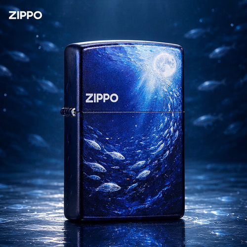 ZIPPO打火机银鱼洄游镀银彩印芝宝正品煤油防风七夕礼物送男士