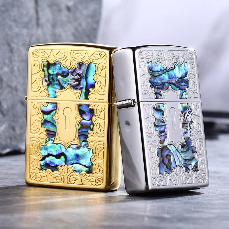 正版zippo打火机天然贝壳镶嵌财富之门正品防风煤油高档送礼男友