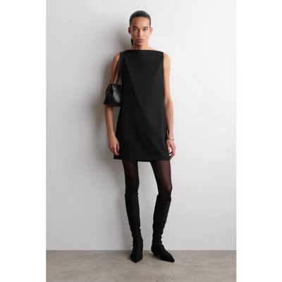 COS女装 2026春季新品标准版型无袖迷你连衣裙黑色裙子1318608001