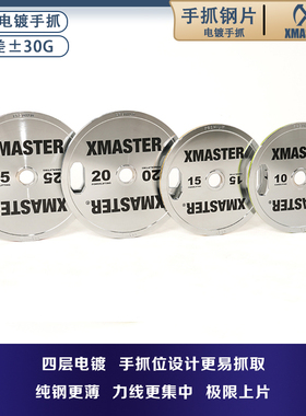XMASTER纯钢杠铃片电镀手抓哑铃片大孔健身家用力量片卧推硬拉