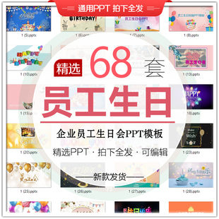 企业员工同事生日会PPT模板员工活动祝福聚会动态相册模板素材WPS