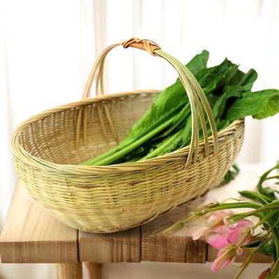 竹编手包菜篮子菜篮子水果菜园采摘蔬菜购物鸡蛋篮子竹篮子