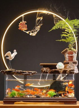 流水摆件客厅免换水鱼缸