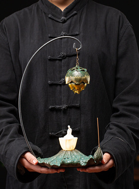 倒流香炉玄关莲花陶瓷仿古