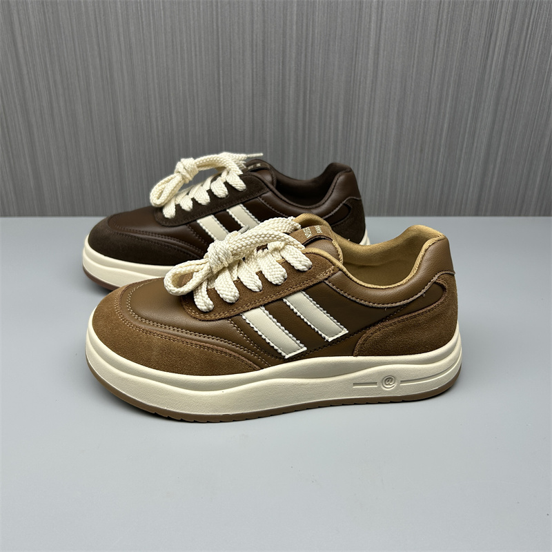 2025春季新款真皮女鞋时尚百搭圆头系带运动鞋平底舒适低帮休闲鞋