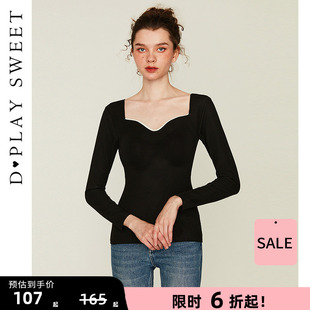 DPLAYSWEET磨毛保暖内衣内搭打底衫带胸垫保暖上衣女2024冬冬新品