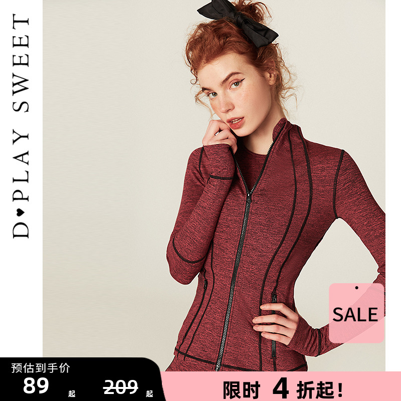DPLAYSWEETxSPICYPEPE设计师联名款瑜伽运动服修身拉链夹克外套女