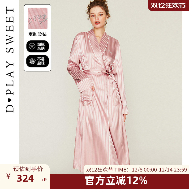 宽松缎面睡袍dplaysweet简约女