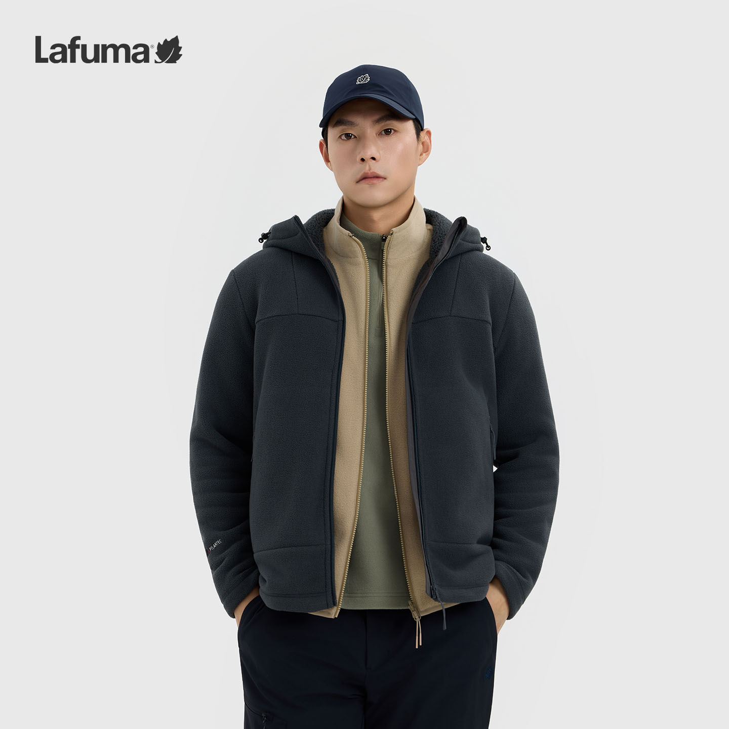 LAFUMA户外秋冬男士Polartec抓绒衣保暖御寒开衫休闲外套