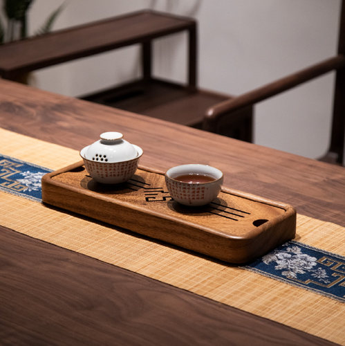者纳里复古方形实木可储水茶盘