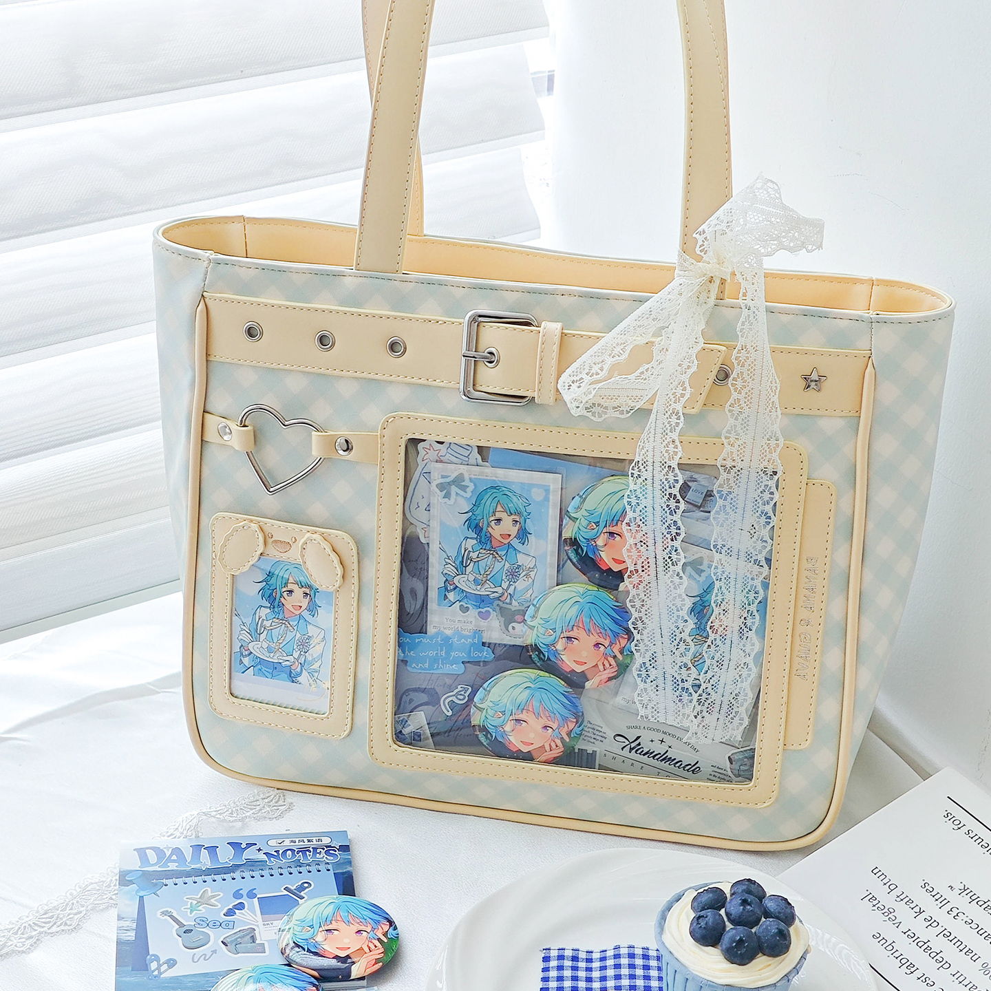 香蕉家原创设计格纹小狗痛包小大双痛窗单肩包大容量追星出勤包