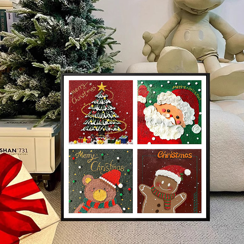 圣诞节肌理画材料包DIY数字油画