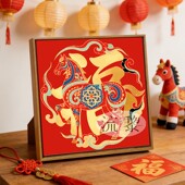 中国敦煌风马年有福DIY数字油画手工绘填充涂色发财礼物装 饰挂画