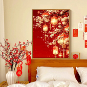 中国风新年灯笼数字油画DIY手工绘填充涂色元 宵花灯油彩装 饰挂画