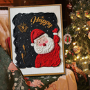 圣诞老人肌理画DIY材料全套圣诞树石英砂数字油画手工礼物装 饰画