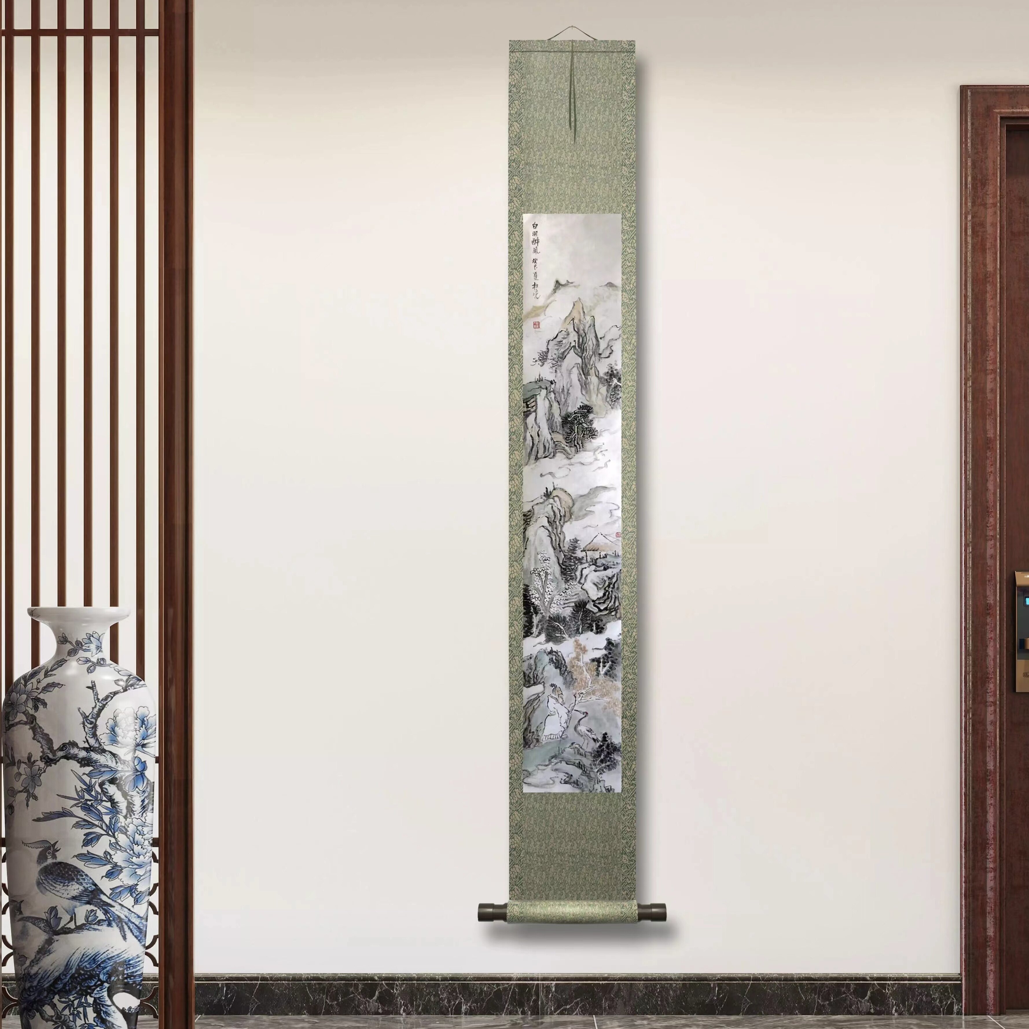 孤品 中美协纯手绘山水画国画 白羽醉风 玄关装饰画 画家杜亮