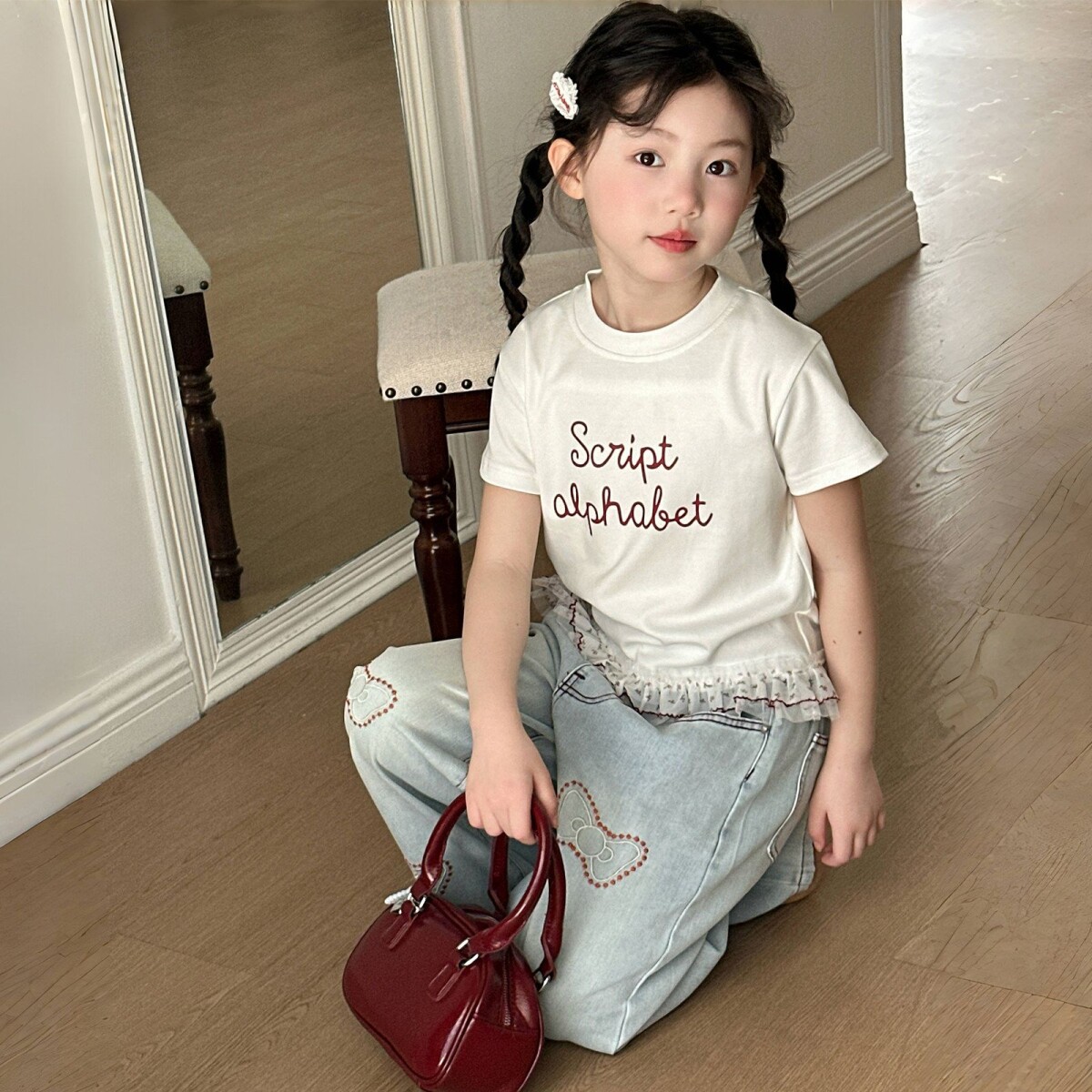 K52女童短袖夏季2026新款洋气童装薄款小女孩中大童夏装上衣t恤