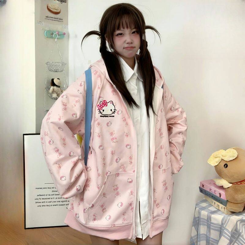 女童春秋外套拉链卫衣春季2026新款儿童装开衫学生可爱百搭连帽衫