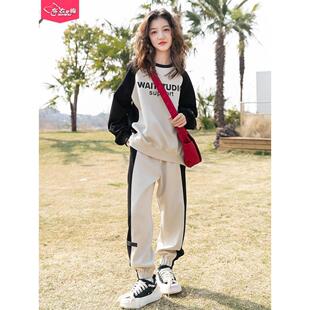 女童运动套装2025新款女孩春装大童卫衣春秋童装时髦洋气炸街