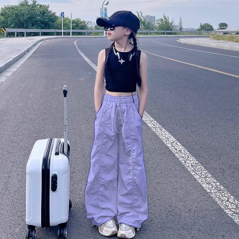 女童裤子夏季薄款2025新款儿童长裤夏装宽松直筒童装工装裤休闲裤