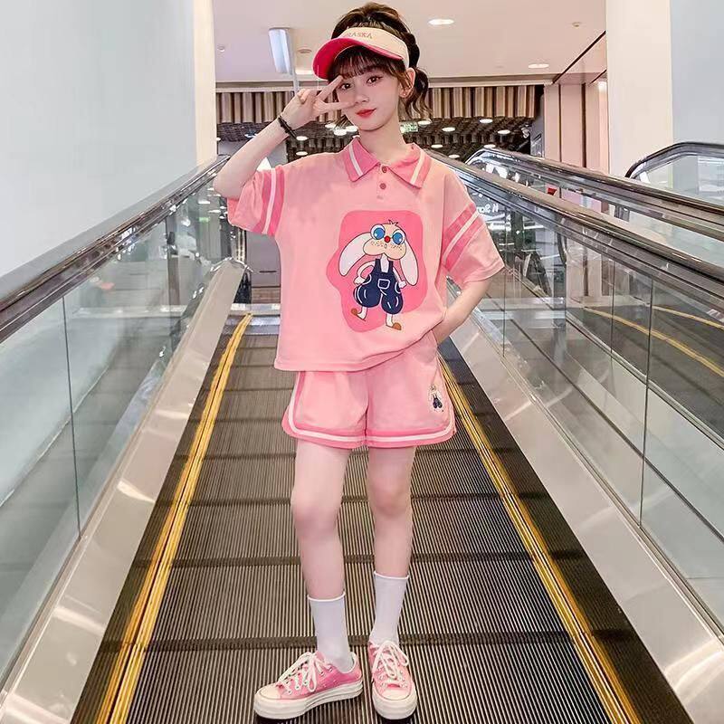 童装女童短袖套装2026新款夏季儿童夏季洋气polo衫半袖T恤两件套