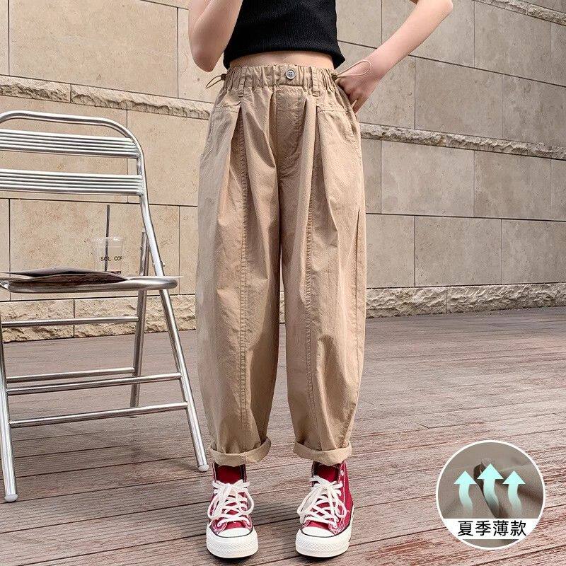 童装女童裤子夏季中大童儿童工装休闲裤宽松防蚊女孩春秋长裤薄款