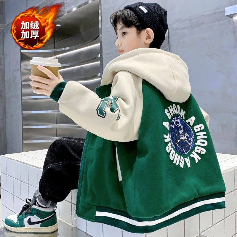 【加绒贝贝绒】童装男童冬季外套2025儿童衣服男孩秋冬中大童棒球