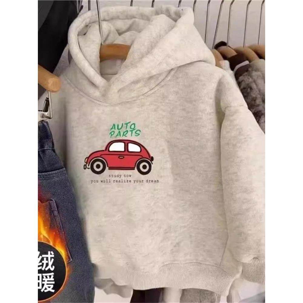 薄款童装秋冬季韩版洋气卫衣连帽男童女童宝宝儿童保暖