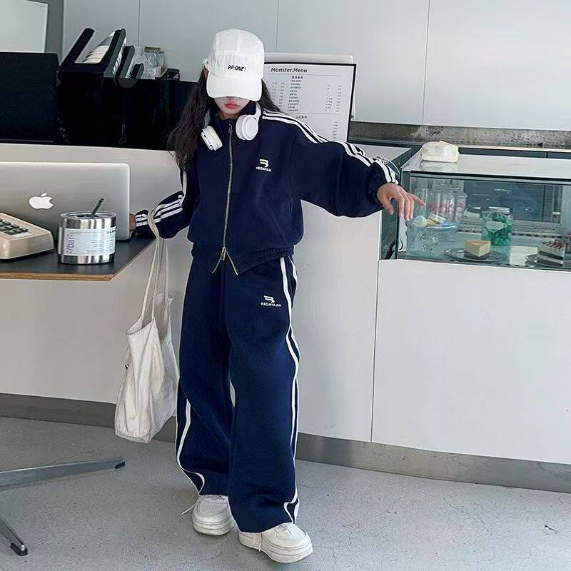 女童套装秋装2025新款洋气儿童运动服春秋款中大童装时髦两件套潮