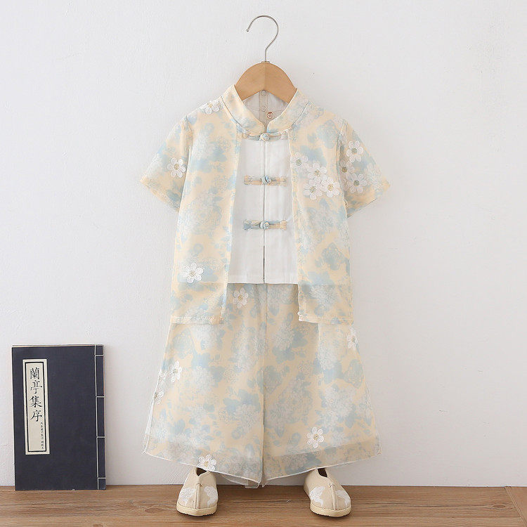 2026新款夏季女童汉服古风刺绣花朵连衣裙亲子装时尚百搭