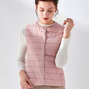 波斯豋官方旗舰店反季2025秋冬新款轻薄羽绒服女内胆马甲圆领内穿