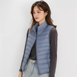 波斯豋官方旗舰店2025秋冬羽绒轻薄立领薄款背心新款外穿马甲白鸭