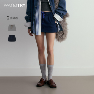 显腿长内置短裤 wana 新品 秋季 迷你裙女 try纯棉休闲百搭韩系裙裤