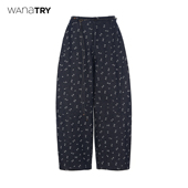 韩系百搭阔腿裤 wana 新品 26春季 女 try碎花宽松印花含腰带牛仔裤
