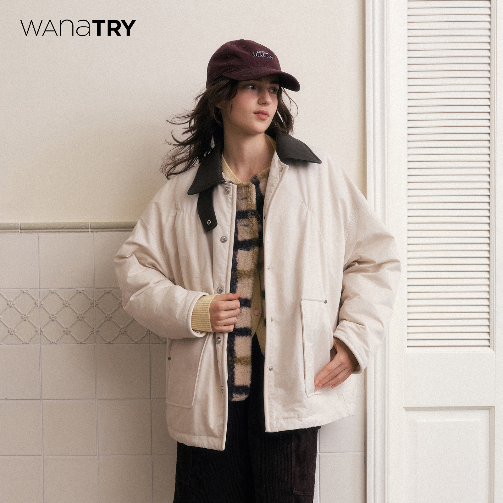 wanatry巴恩风撞色羽绒服外套女