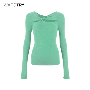 无花果绿简约百搭上衣女 26春新品 wana try温柔舒适针织衫