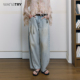浅蓝色百搭时髦休闲裤 wana 新品 2026春季 女 try做旧泼墨擦色牛仔裤