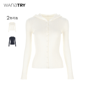 2025秋季 wana try羊毛连帽舒适修身 针织衫 百搭简约时髦上衣女 新品