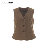 try复古仿麂皮三粒扣马甲2025新款 wana 韩系简约上衣 明星同款