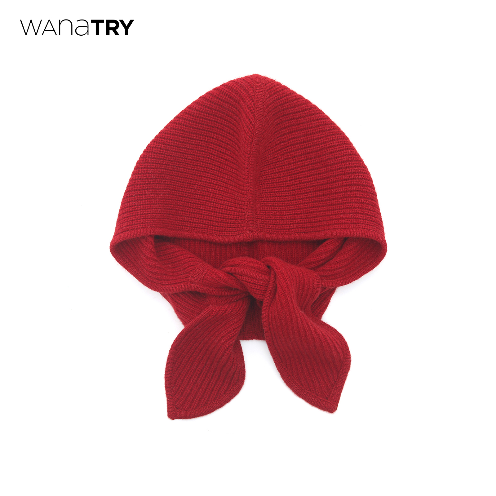 wanatry100％绵羊毛红色针织帽