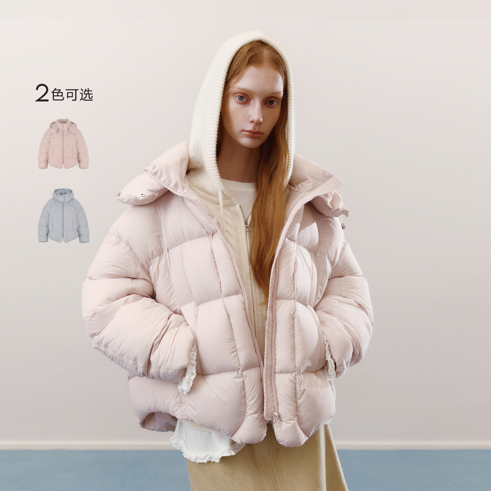 wana try【云感零压】90白鸭绒羽绒服25冬新品粉色淡人韩系外套女