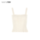 wana try纯棉手工花边针织吊带背心2025早秋新品 奶白简约休闲上衣