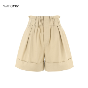 棉质舒适休闲下装 高腰翻边阔腿花苞质感短裤 女 collection ourclo