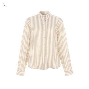 卡其休闲百搭上衣女 2025秋新品 wana try天丝条纹肌理感极简衬衫